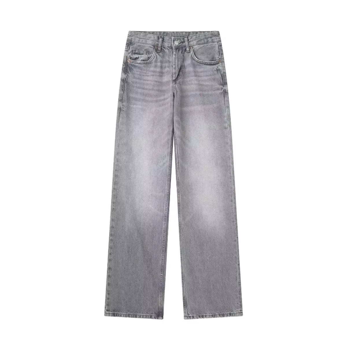 Mirthe - Grijze Denim Jeans met Hoge Taille