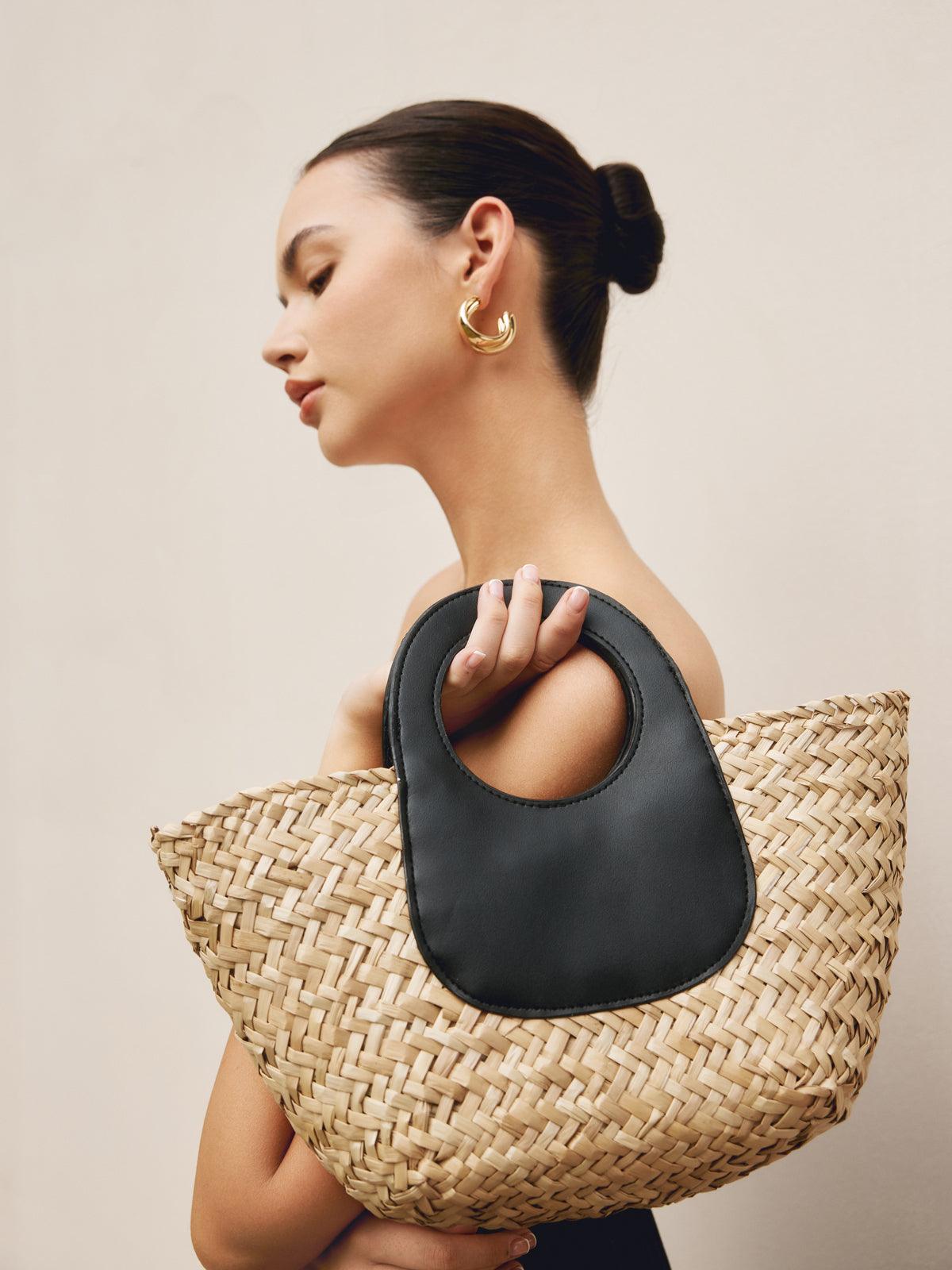 LUNE - Rieten Handtas