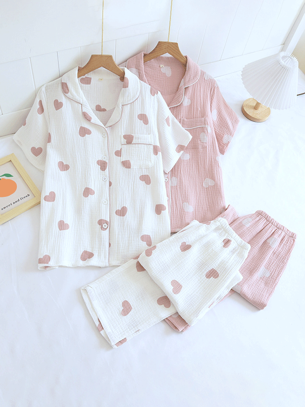 INK- Katoenen Pyjama Set met harten print