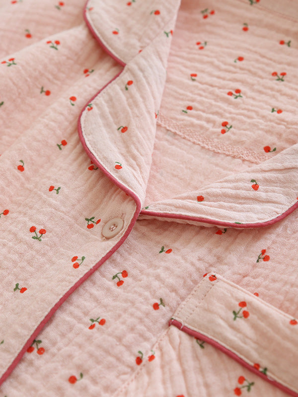 CARRIE - Katoenen Pyjama Set Met Kersenprint