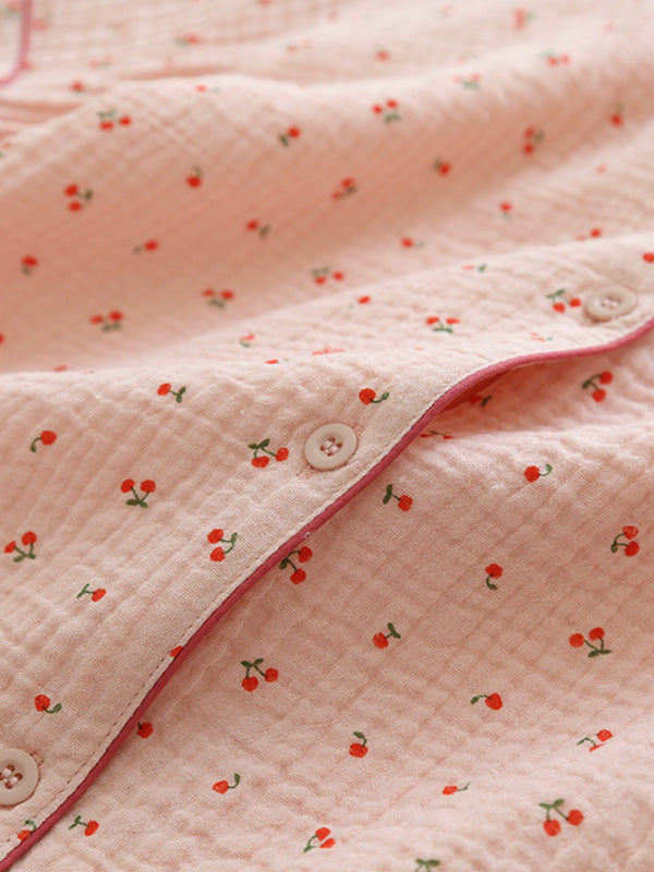 CARRIE - Katoenen Pyjama Set Met Kersenprint