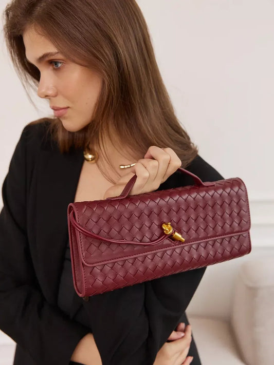 MARAL - Woven Burgundy Clutch