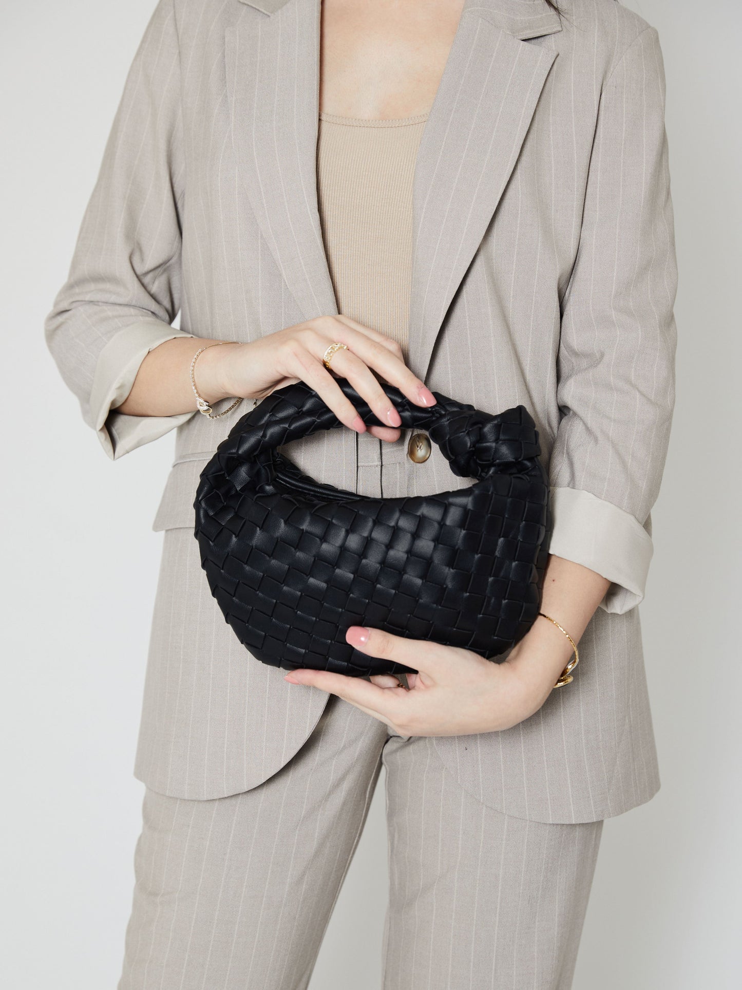 CARLE - Classic Black Woven Handbag