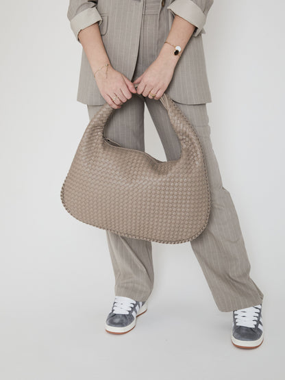 FEMMIE - Elegant Dark Beige Woven Handbag