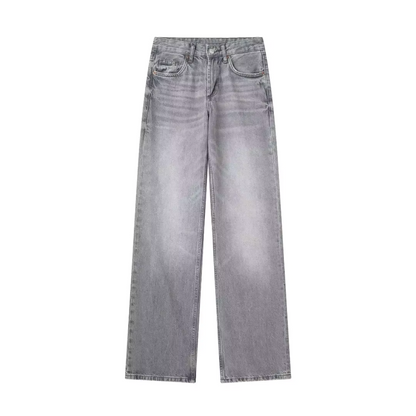 Mirthe - Grijze Denim Jeans met Hoge Taille