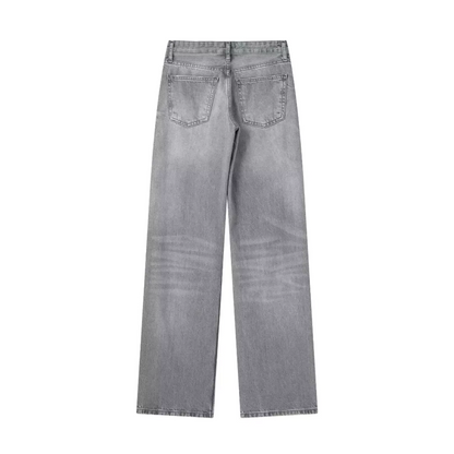 Mirthe - Grijze Denim Jeans met Hoge Taille