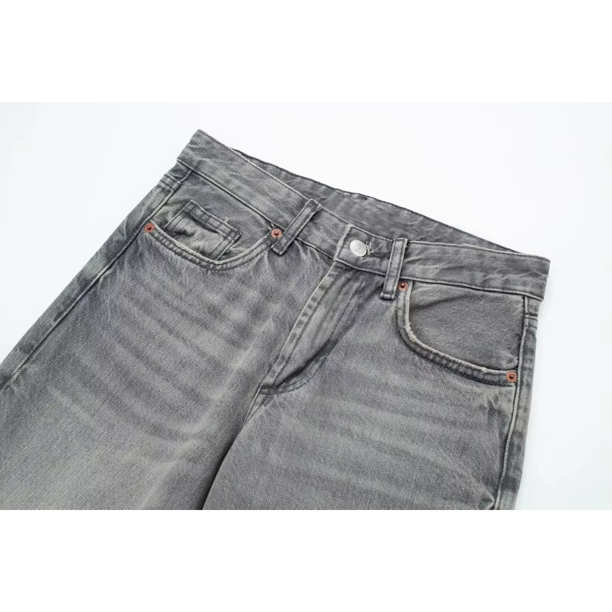 Mirthe - Grijze Denim Jeans met Hoge Taille