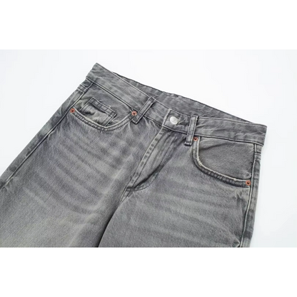 Mirthe - Grijze Denim Jeans met Hoge Taille