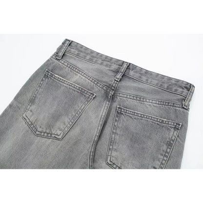 Mirthe - Grijze Denim Jeans met Hoge Taille