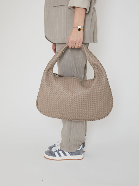 FEMMIE - Elegant Dark Beige Woven Handbag