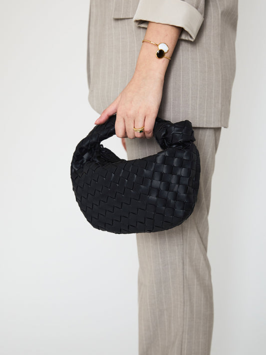 CARLE - Classic Black Woven Handbag