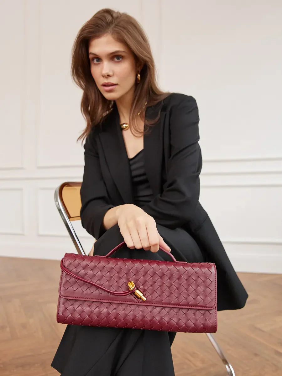 MARAL - Woven Burgundy Clutch