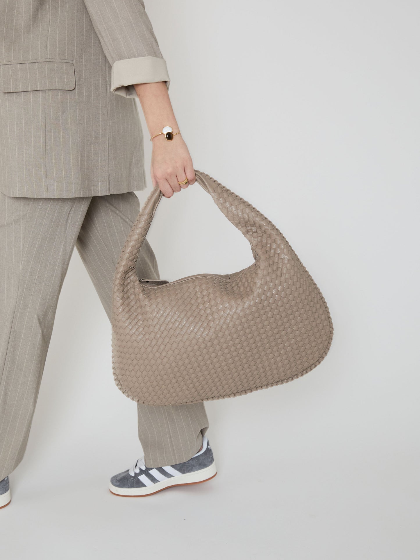 FEMMIE - Elegant Dark Beige Woven Handbag