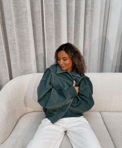 VIVIEN - Oversized leren jas