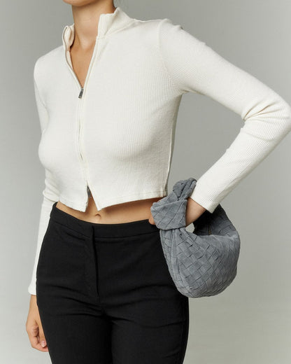 LINA - Grey Woven Handbag