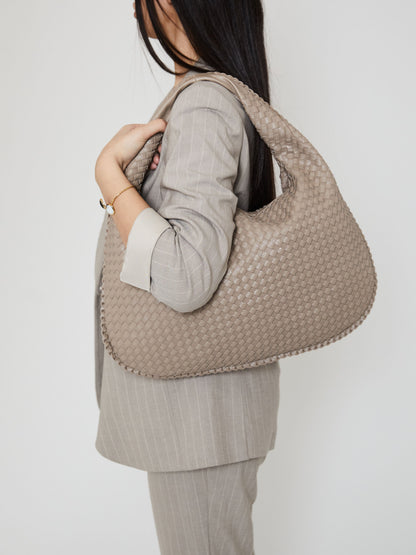 FEMMIE - Elegant Dark Beige Woven Handbag