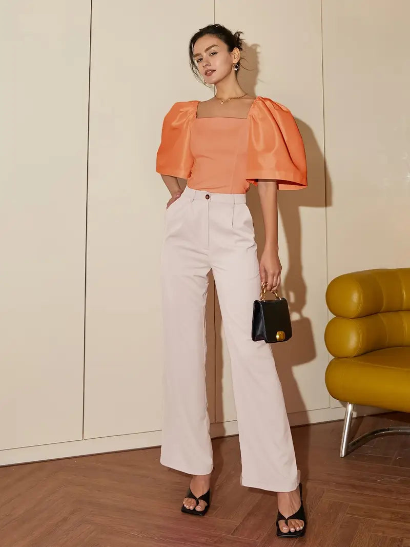RIEK - Blouse met satijnen pofmouw KONINGSDAG