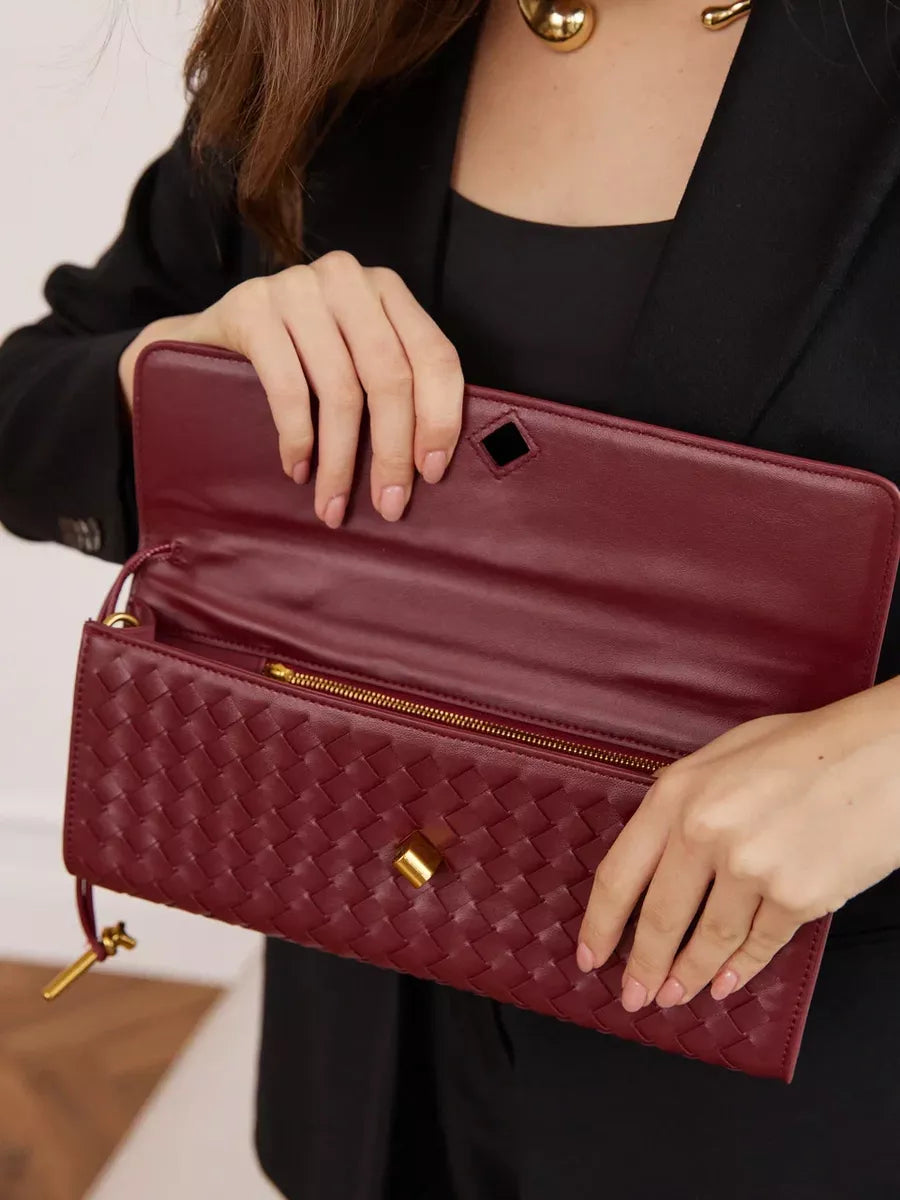 MARAL - Woven Burgundy Clutch