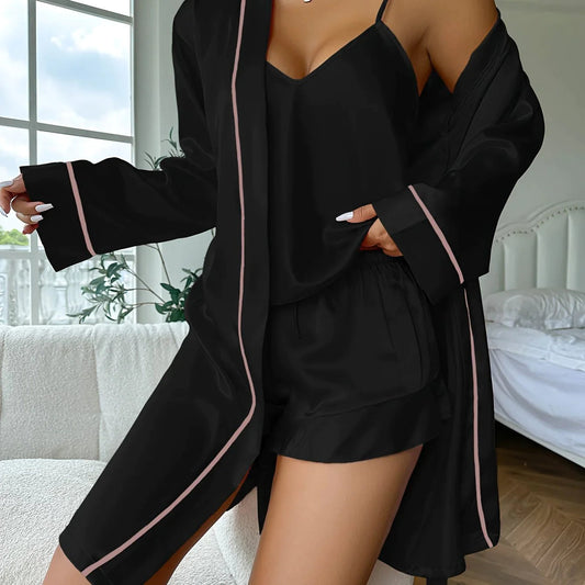 ALIYA - Satijnen Pyjama Set Luxe Voor Dames 3 delig