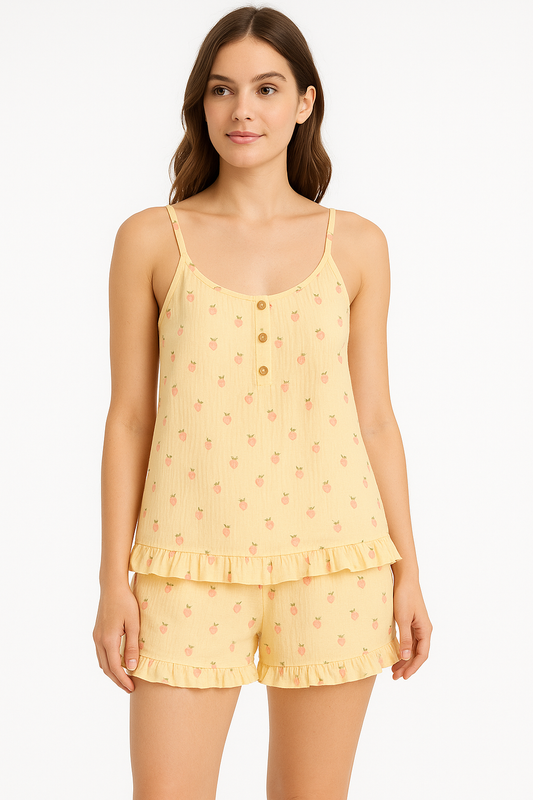 FIONA - Luxe Pyjama Set Spaghetti Top & Shorts Voor Zomers Comfort