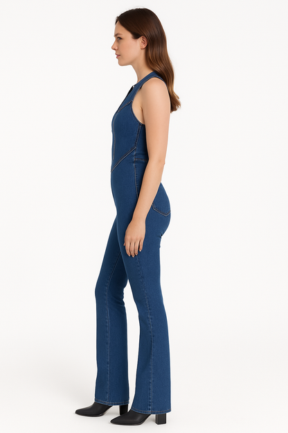 ROS - Denim Flared Jumpsuit