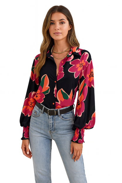 ESRA - Blouse met bloemenprint.