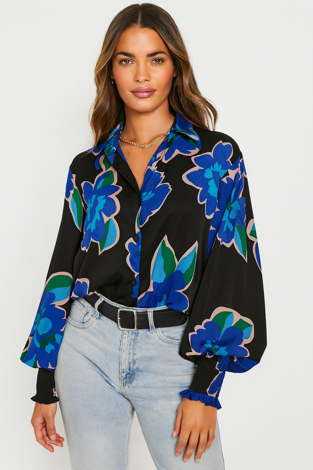 ESRA - Blouse met bloemenprint.