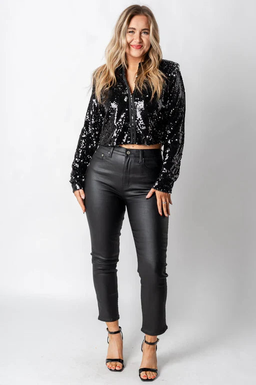 RANYA - Zwarte glitter jas