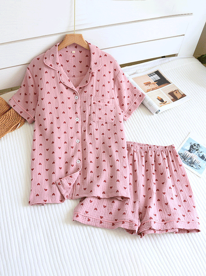 FADIM - Korte Mouw Katoenen Pyjama Set (ZOMER SET)