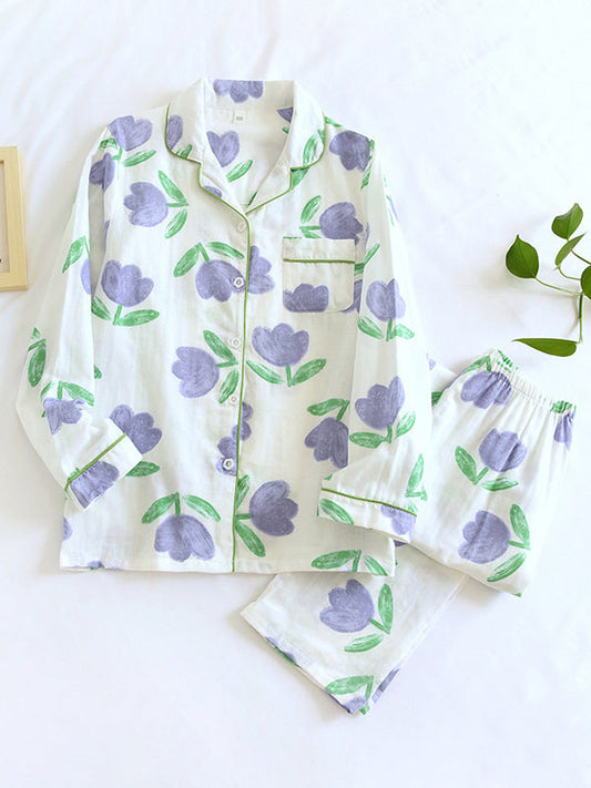 MAY - Katoenen Pyjama Set met Lange Mouwen