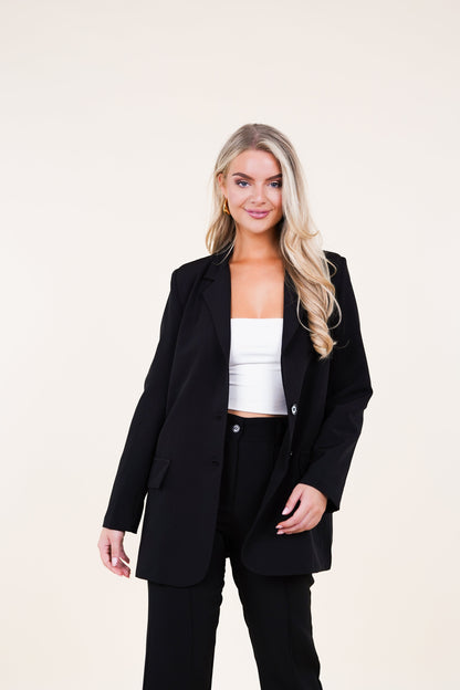 SAM Oversized blazer zwart met lange mouwen