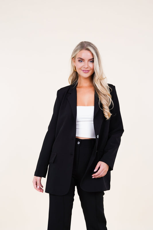SAM Oversized blazer zwart met lange mouwen