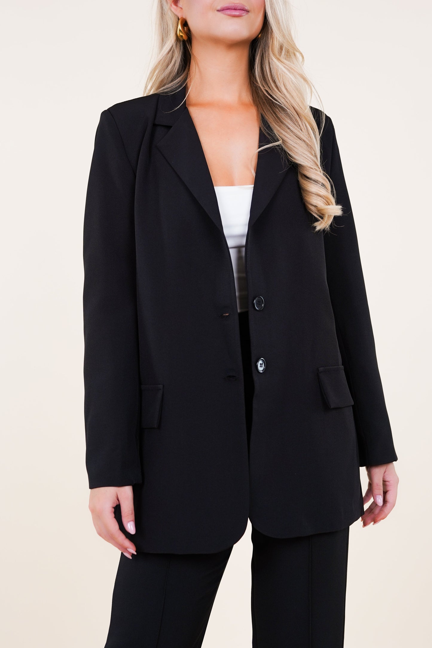 SAM Oversized blazer zwart met lange mouwen