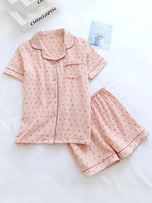 CARRIE - Katoenen Pyjama Set Met Kersenprint