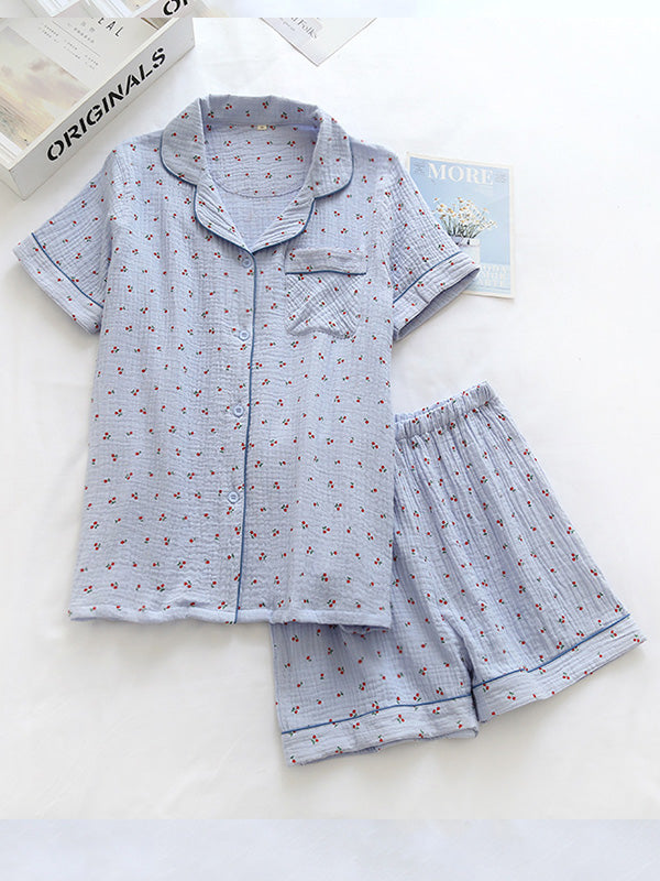 CARRIE - Katoenen Pyjama Set Met Kersenprint