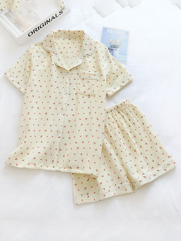 CARRIE - Katoenen Pyjama Set Met Kersenprint