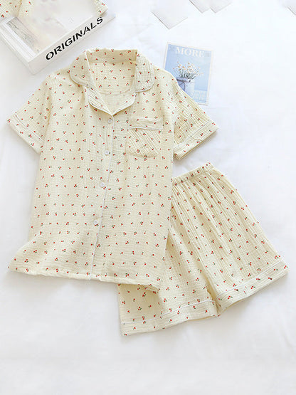 CARRIE - Katoenen Pyjama Set Met Kersenprint