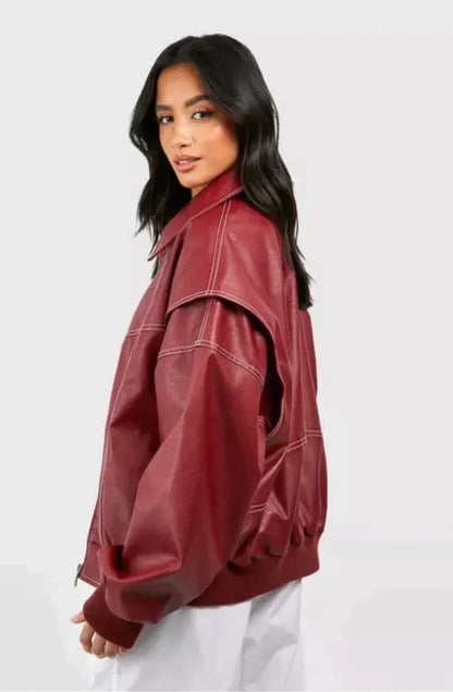 VIVIEN - Oversized leren jas