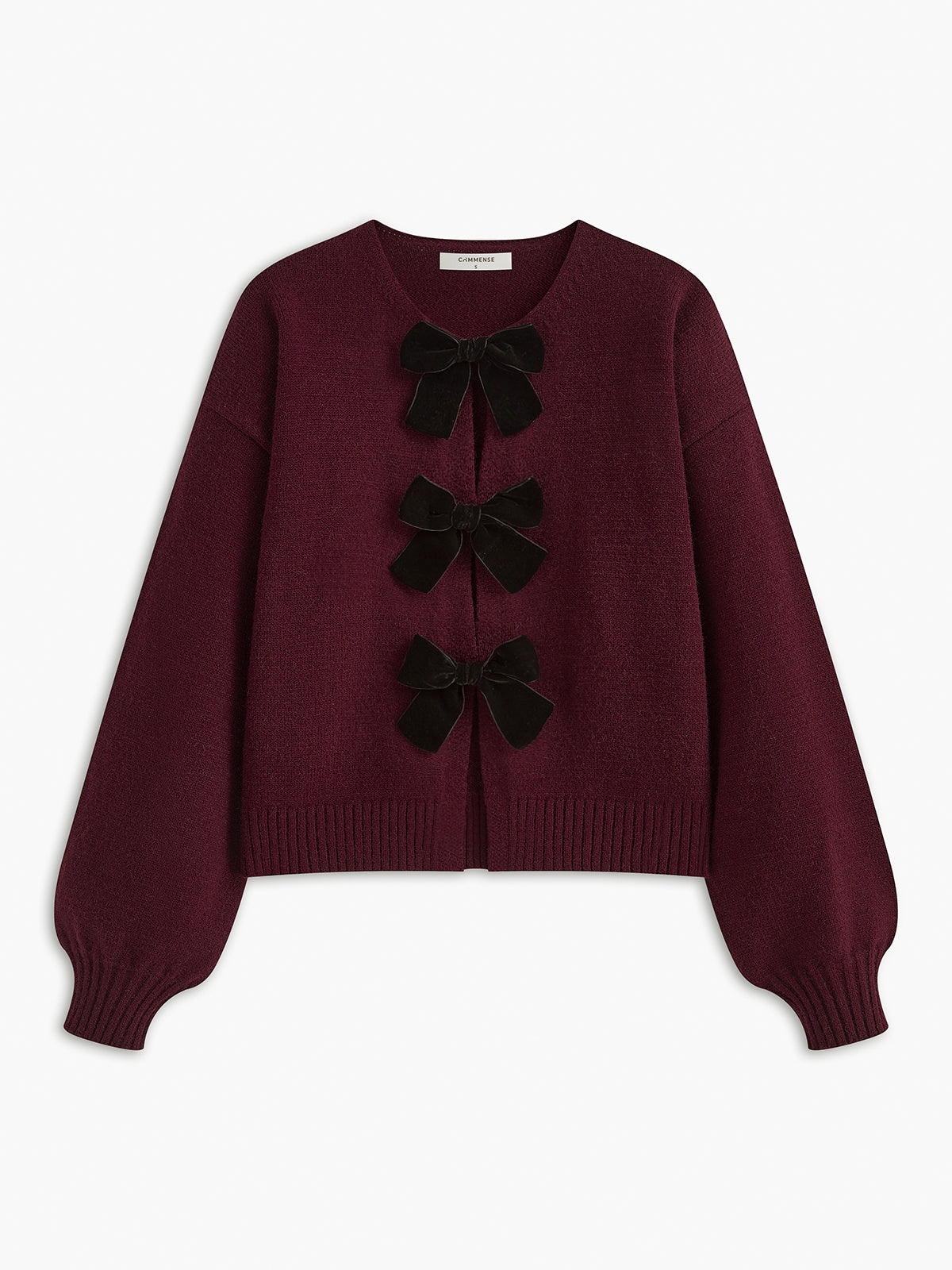 LOUÉN- Bordeaux Trui met velvet strik