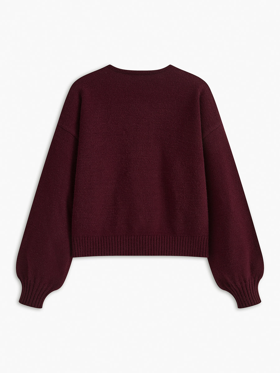 LOUÉN- Bordeaux Trui met velvet strik