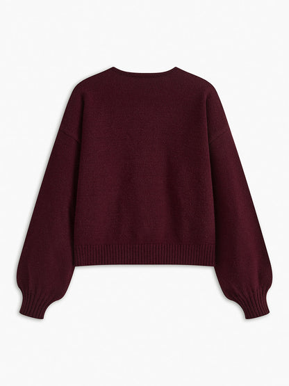 LOUÉN- Bordeaux Trui met velvet strik