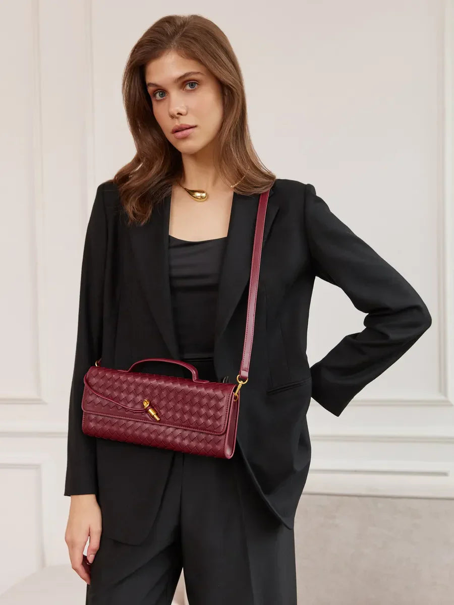 MARAL - Woven Burgundy Clutch