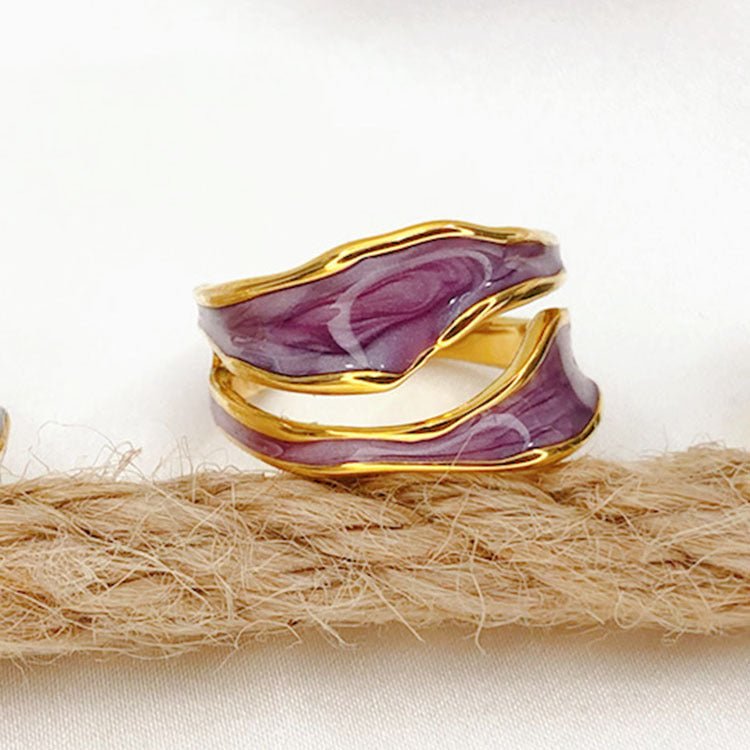MARLYN -  Elegant Wave Enamel Ring