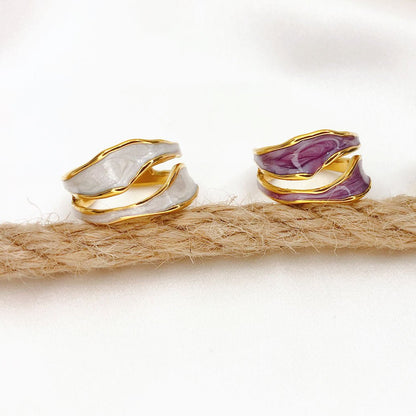 MARLYN -  Elegant Wave Enamel Ring