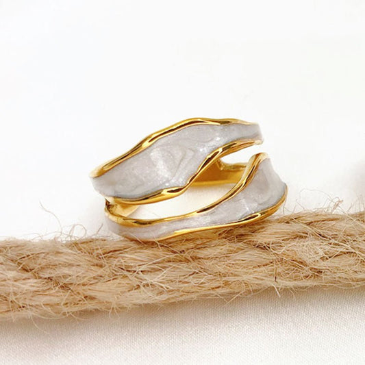 MARLYN -  Elegant Wave Enamel Ring