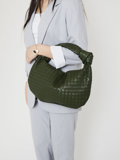 ROBIEN -  Elegant Dark Green Woven Handbag
