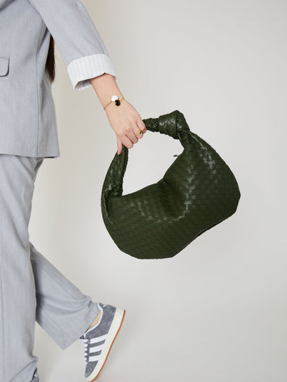 ROBIEN -  Elegant Dark Green Woven Handbag